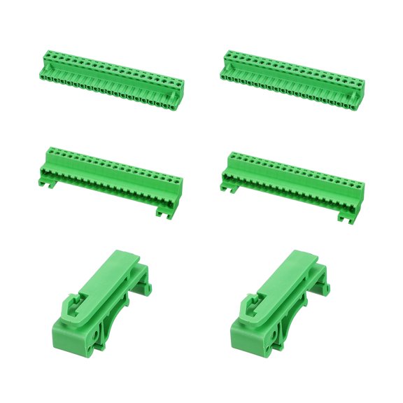Uxcell 2Set Screw Terminal Block Connector, 20 Pin 5.24mm Pitch Copper Alloy Male & Female Type Pluggable Connector PCB Mount Terminals for Electrical Wiring, Instrument, Green