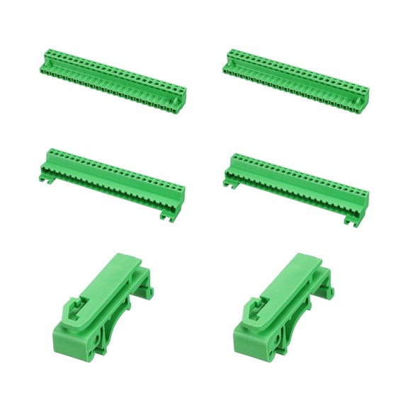 Uxcell 2Set Screw Terminal Block Connector, 24 Pin 5.25mm Pitch Copper Alloy Male & Female Type Pluggable Connector PCB Mount Terminals for Electrical Wiring, Instrument, Green