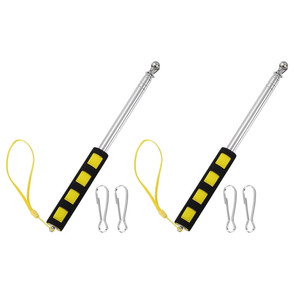 Uxcell 2Set Telescopic Handheld Flag Pole, 4ft/1.2m Retractable Telescopic Pole Stainless Steel with Clips Extendable Banner Flagpole Pointer for Teaching Outdoor Events Parades, Yellow