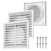 Uxcell 2Set Vent Cover with Screen Mesh 4" Opening, 5.5"L x 5.5"W - Square Louver Air Wall Vent ABS Plastic Exhaust Ventilation Grille for Central AC/Bathroom/Kitchen/Garage, White