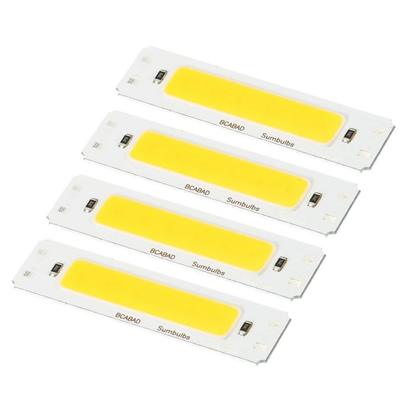 Uxcell 2W DC 3 3.7V LED Chip Bulb,Aluminum COB Lamps Bulb Warm White Light 3000K 200LM 400mA 60x15mm for Home Reading 4 Pack