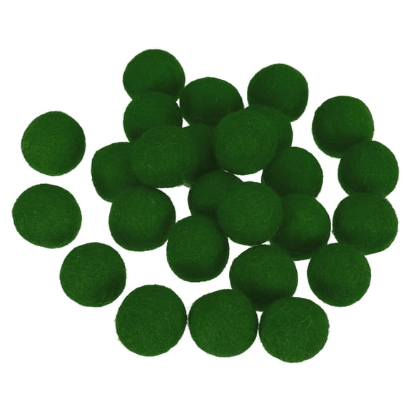 Uxcell 2cm/0.8" Wool Felt Beads, 25 Pcs Natural Wool Felt Bead Balls Handmade Pom Poms for Craft DIY Projects Felting Garland Home Decor Dream Catcher Party Pompom, Green