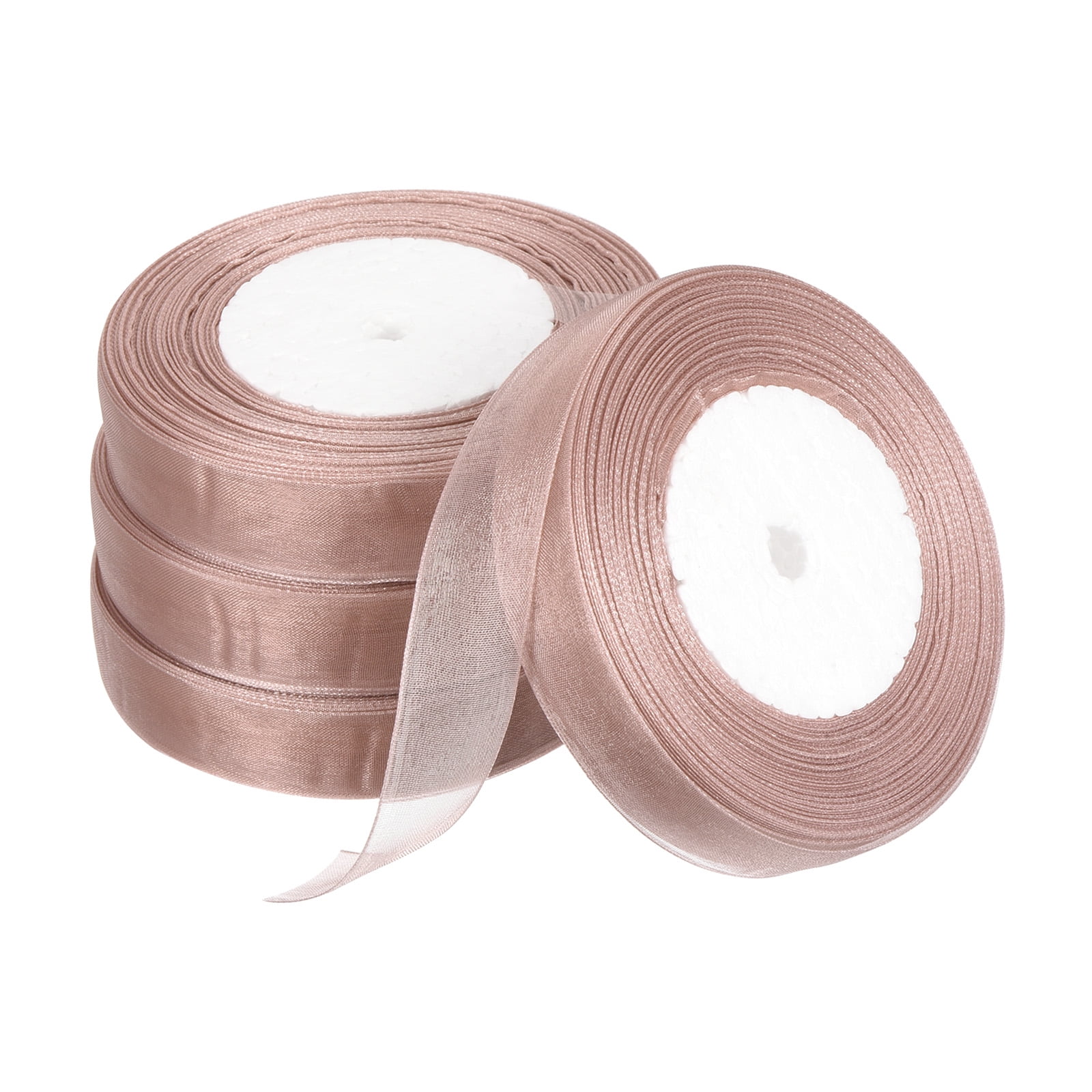 Uxcell 2cm 50 Yard Sheer Organza Ribbon Chiffon Fabric Gift Wrapping, Red 4  Pack 
