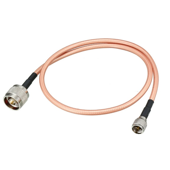 Uxcell 2ft RG-142 N Male to Mini UHF Male Low Loss RF Coaxial Connection Coax Wire Plastic Pink 1pcs