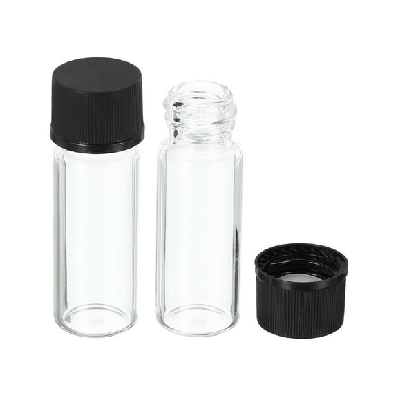 Uxcell 2mL Reagent Glass Storage Bottle Round Plastic Screw Cap Lab Home Clear 24 Pack