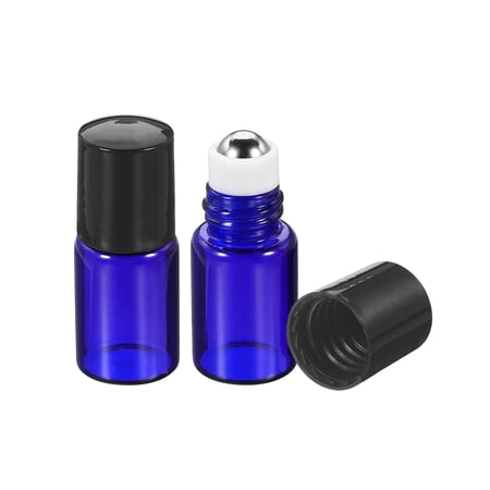 Uxcell 2mL Roller Bottles Glass Essential Oil Refillable Containers, Blue 6 Pack