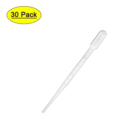 Uxcell 2ml 146mm Graduated Liquid Drop Droppers Disposable Pipettes 30 Pack