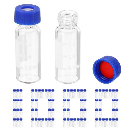 Uxcell 2ml Autosampler Vial, 1000 Pack HPLC/GC Vials 9-425 Lab Clear Vials Sample Vial Writing Patch Pre-Slit Septa