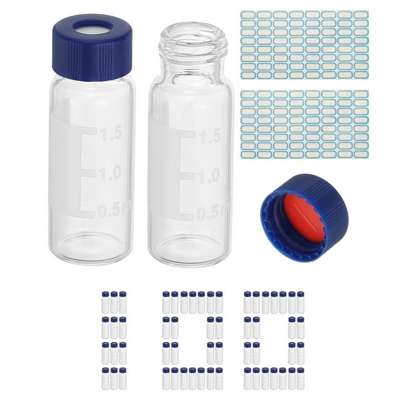 Uxcell 2ml Autosampler Vial, 200 Pcs Pre-Slit Septa Clear Vials with Labels