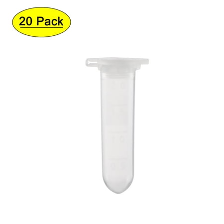 Uxcell 2ml Plastic Round Bottom Centrifuge Tubes with Attached Cap 20 Pack