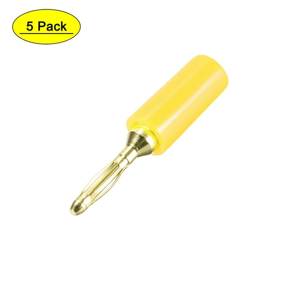 Uxcell 2mm Banana Speaker Wire Cable Plugs Gold Yellow Jack Connector 5 pack
