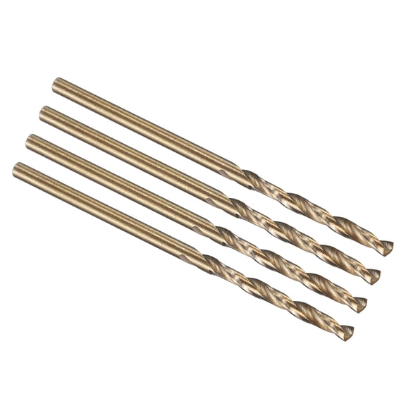 Uxcell 2mm Drill Bit, Jobber Straight Shank M35 Cobalt 5% High-Speed Steel 135° Gold Finish for Stainless Steel Hard Metal - 4 Pack