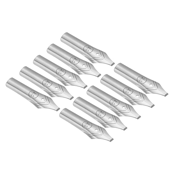 Uxcell 2mm Line Width Fountain Pen Nib Replacement 304 Stainless Steel for Drawing Writing 10 Pcs