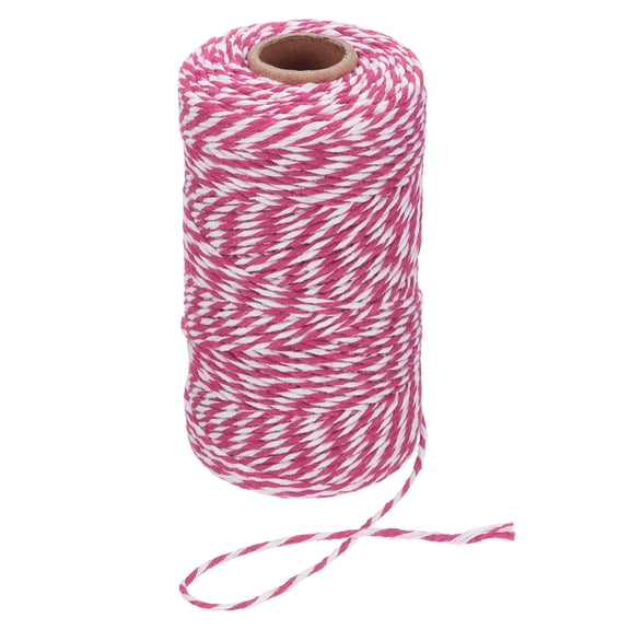 Uxcell 2mm x 109 Yard Cotton Butcher Bakers Twine for Gift Wrapping Arts Crafts Gardening, Rose White