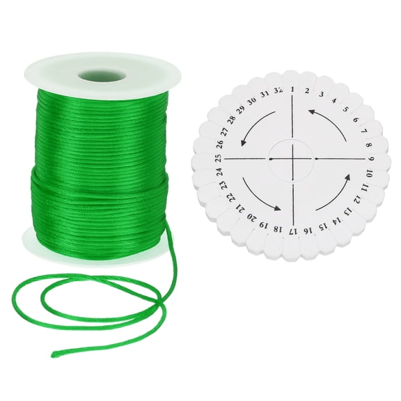 Uxcell 2mm x 109 Yards Satin String Cord Polyester Chinese Knotting Cord Beading String for DIY Trim, Green