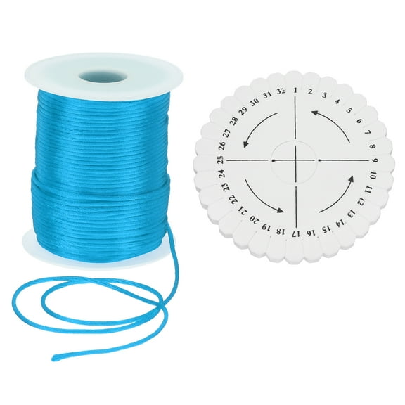 Uxcell 2mm x 109 Yards Satin String Cord Polyester Chinese Knotting Cord Beading String for DIY Trim, Lake Blue