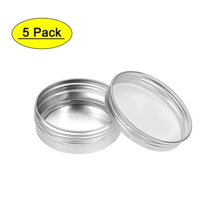 Uxcell 2oz 60ml Screw Top Lid Round Cans Tin Containers Aluminum Silver Tone 5 Pack
