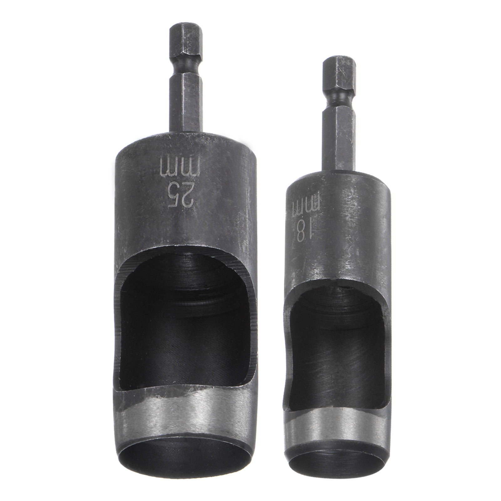 Uxcell 2pack 18mm,25mm Leather Hollow Hole Punch with 1/4" Hex Shank for Drill, Belt Hole Punch Punching Cutter Tool