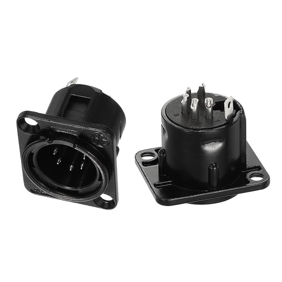 Uxcell 2pack 5 Pin XLR Male Jack Socket, Microphone Adapter Audio Panel Mount Connector Accessories for Mixer, Power Amplifier, Black