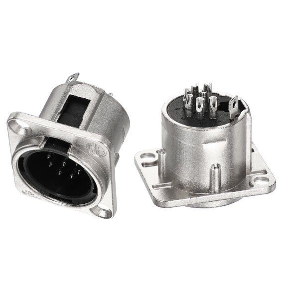 Uxcell 2pack 7 Pin XLR Male Jack Socket, Microphone Adapter Audio Panel Mount Connector Accessories for Mixer, Power Amplifier, Silver