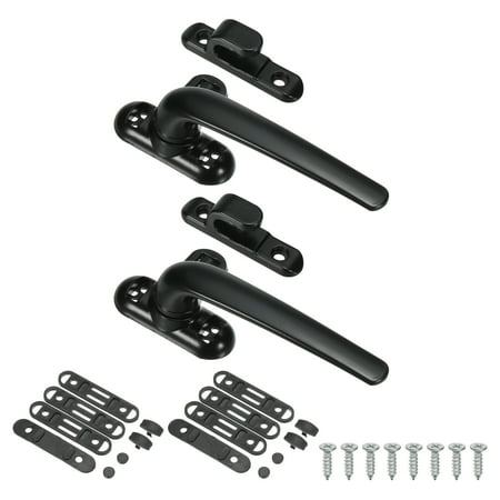 Uxcell 2pack Aluminum Alloy Window Handle Casement Window Lock for Vertical Horizontal Sliding Window, Black (Left Hand)