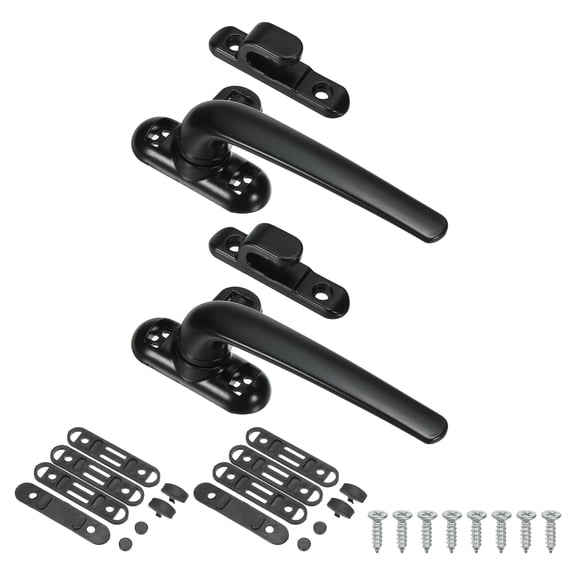 Uxcell 2pack Aluminum Alloy Window Handle Casement Window Lock for Vertical Horizontal Sliding Window, Black (Left Hand)