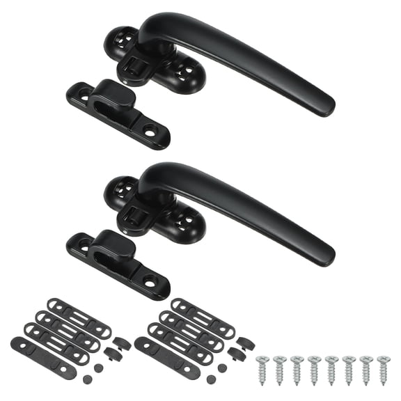 Uxcell 2pack Aluminum Alloy Window Handle Casement Window Lock for Vertical Horizontal Sliding Window, Black(Right Hand)