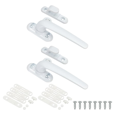Uxcell 2pack Aluminum Alloy Window Handle Casement Window Lock for Vertical Horizontal Sliding Window, White (Left Hand)