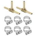 thumbnail image 1 of Uxcell 2pack Brass Tee Barb Fittings, 3-Ways Tee 1/8" x 1/8" x 1/8" Barbed, with 6pack Hose Clamps, 1 of 7