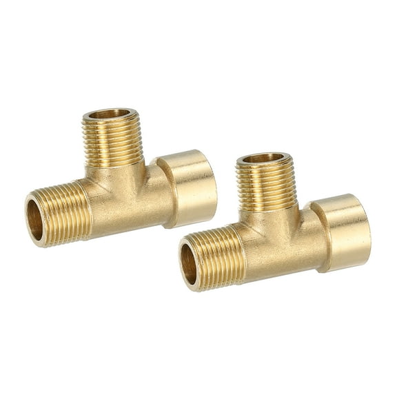 Uxcell 2pack Brass Tee Pipe Fitting, 3/8" 3 Way T-Connector Male x Male x Female