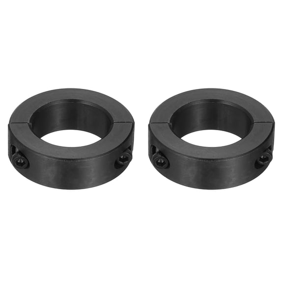 Uxcell 2pack Double Split Shaft Collars 20mm Bore, Two-Piece Clamping Collar 32mm OD 10mm Thickness Carbon Steel Lock Collar Clamp with Set Screws (Black Oxide)