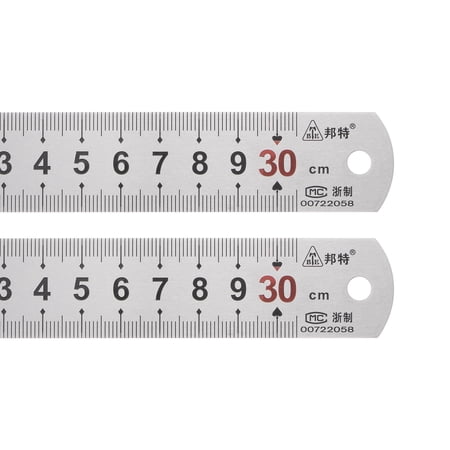 Uxcell 2pack Stainless Steel Ruler, 12" Metal Rulers 1" Wide Inch and Metric Graduation