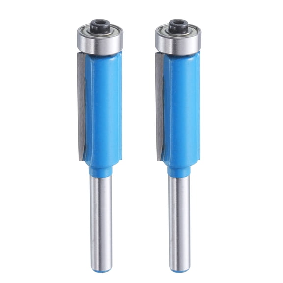 Uxcell 2packs Flush Trim Router Bit 1/4" Shank 1/2" Dia Carbide Top & Bottom Bearing Router Bit