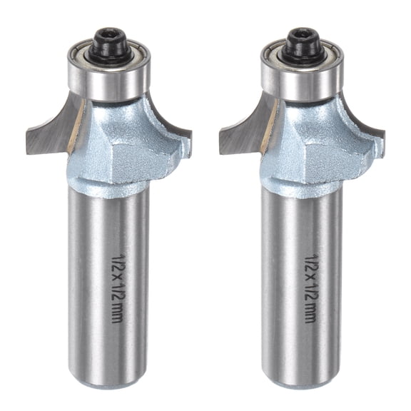 Uxcell 2packs Roundover Router Bit 1/2 Shank 1/2" Radius Tungsten Steel Tip Light Blue