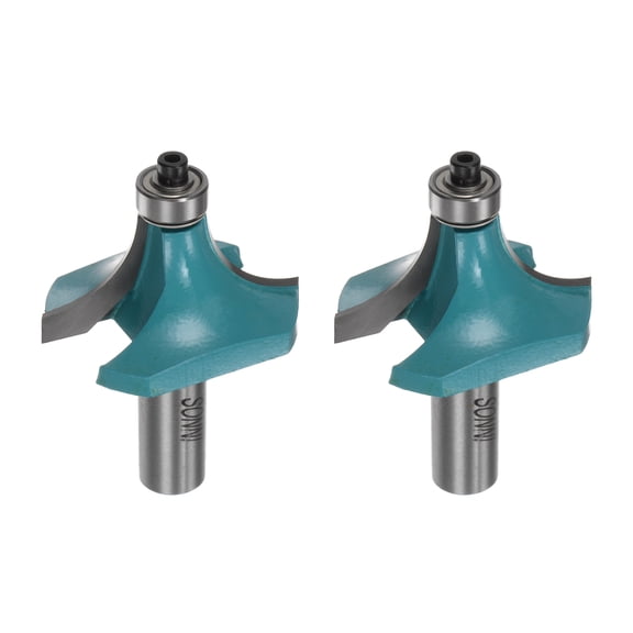 Uxcell 2packs Roundover Router Bit 1/2 Shank 11/16" Radius Carbide Tipped with Bearing Cyan