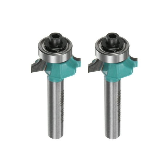 Uxcell 2packs Roundover Router Bit 1/4 Shank 1/8" Radius Carbide Tipped with Bearing Cyan