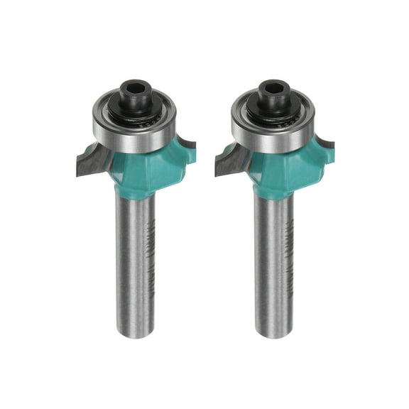 Uxcell 2packs Roundover Router Bit 1/4 Shank 1/8" Radius Carbide Tipped with Bearing Cyan