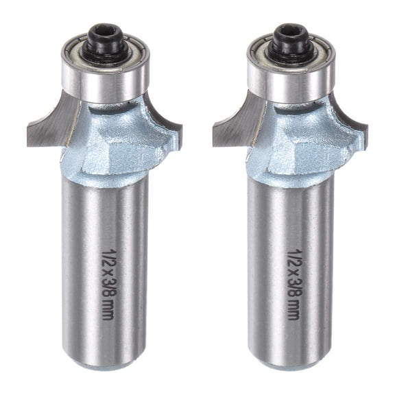 Uxcell 2packs Roundover Router Bit 1/4 Shank 3/16" Radius 54mm Length Tungsten Steel Tip Light Blue