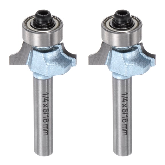Uxcell 2packs Roundover Router Bit 1/4 Shank 5/32" Radius Tungsten Steel Tip Light Blue