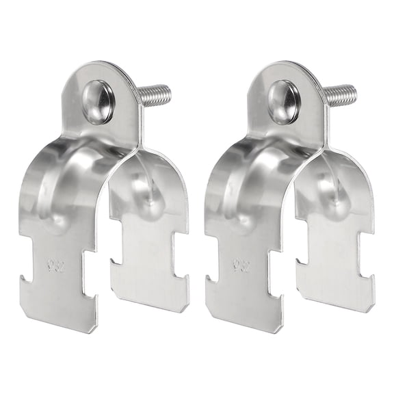 Uxcell 2pcs 1-1/4" EMT Strut Clamp 2.95" Length Universal 304 Stainless Steel Galvanized Strut Channel Accessory Conduit Clamp with Bolt and Nut for EMT Pipe Rigid Conduit, Silver