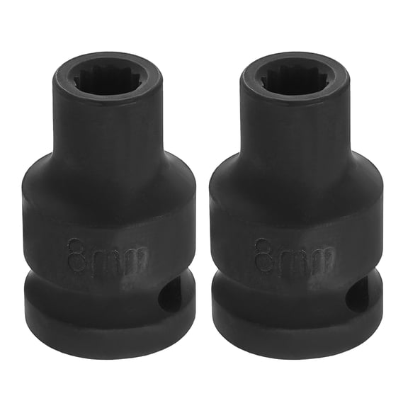 Uxcell 2pcs 1/2" Drive 12 Points Socket 8mm Metric CR-V Steel Shallow Impact Socket