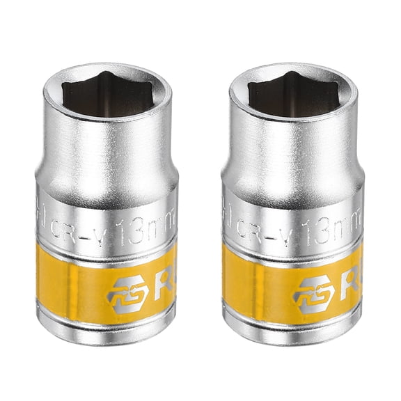 Uxcell 2pcs 1/2" Drive 6 Points Socket 13mm CR-V Metric Shallow Impact Socket