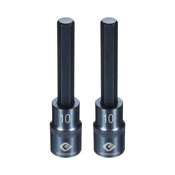 Uxcell 2pcs 1/2" Drive Impact Hex Bit Socket 12mm Metric 4" Length S2 Steel, Blue