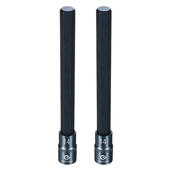 Uxcell 2pcs 1/2" Drive Impact Hex Bit Socket 14mm Metric 8" Length S2 Steel, Blue
