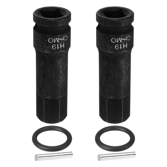 Uxcell 2pcs 1/2" Drive Impact Hex Bit Socket 19mm Metric CR-MO Steel 6-Point Sockets with Cotter Pin for Power Drill Drivers Adapter