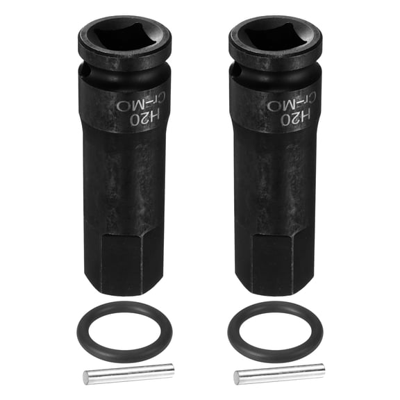 Uxcell 2pcs 1/2" Drive Impact Hex Bit Socket 20mm Metric CR-MO Steel 6-Point Sockets with Cotter Pin for Power Drill Drivers Adapter