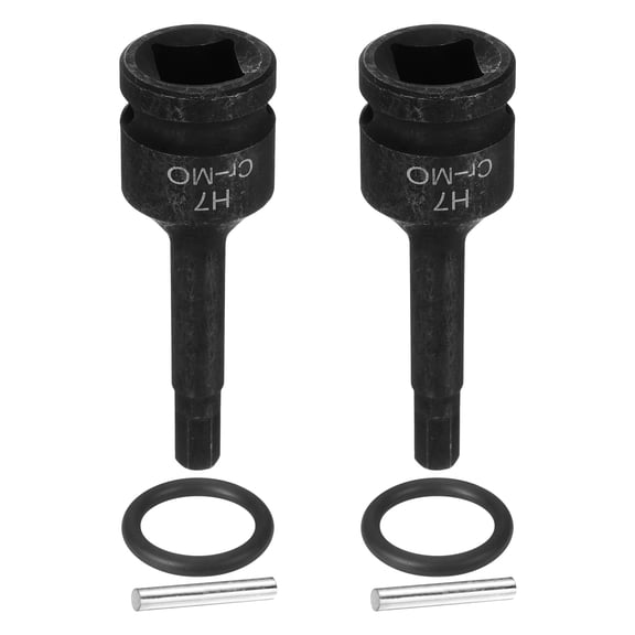 Uxcell 2pcs 1/2" Drive Impact Hex Bit Socket 7mm Metric CR-MO Steel 6-Point Sockets with Cotter Pin for Power Drill Drivers Adapter