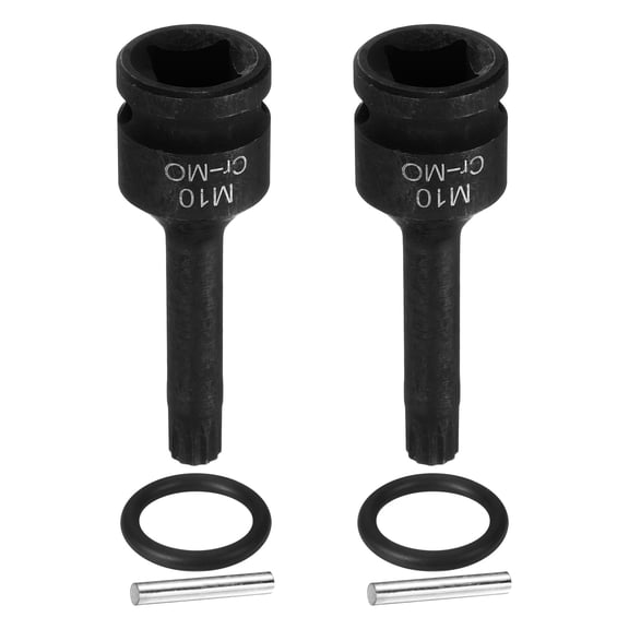 Uxcell 2pcs 1/2" Drive M10 Triple Square Impact Spline Bit Socket 10mm CR-MO Steel 12-Point Triple Square Sockets with Cotter Pin and O-ring for Power Drill Drivers Adapter