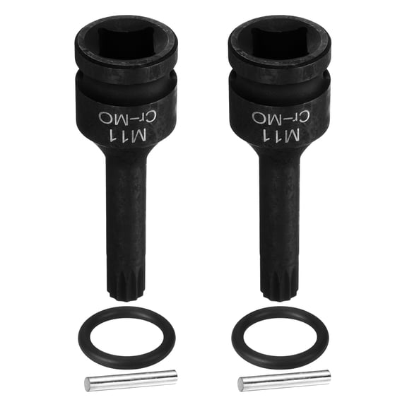 Uxcell 2pcs 1/2" Drive M11 Triple Square Impact Spline Bit Socket 11mm CR-MO Steel 12-Point Triple Square Sockets with Cotter Pin and O-ring for Power Drill Drivers Adapter