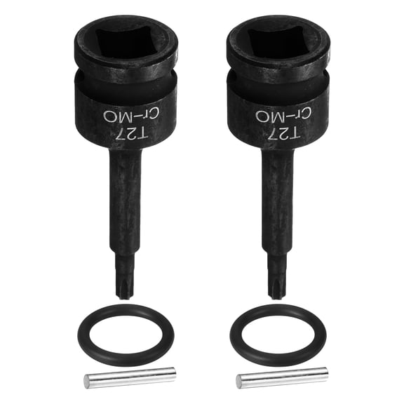 Uxcell 2pcs 1/2" Drive Torx Bit Socket T27 Impact 6 Point Star Bit Sockets CR-MO Steel with Cotter Pin and O-ring for Power Drill Drivers Garage Workshop Adapter